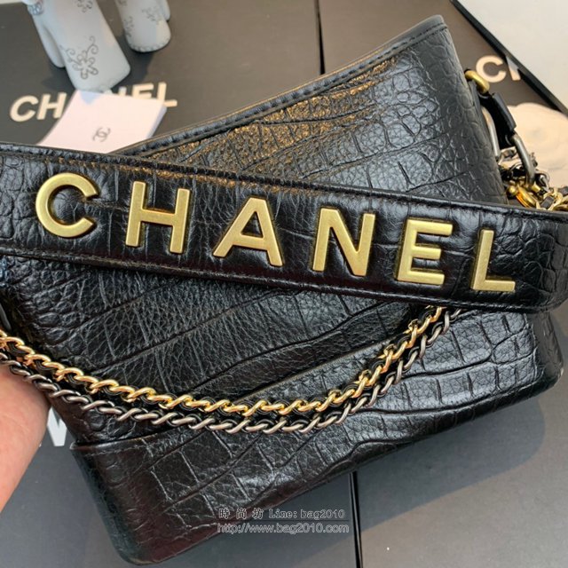 Chanel女包 91810 2019新款 Chanel Gabrielle鱷魚流浪包 皮裹鏈條 香奈爾肩背包 香奈兒流浪包  djc2621